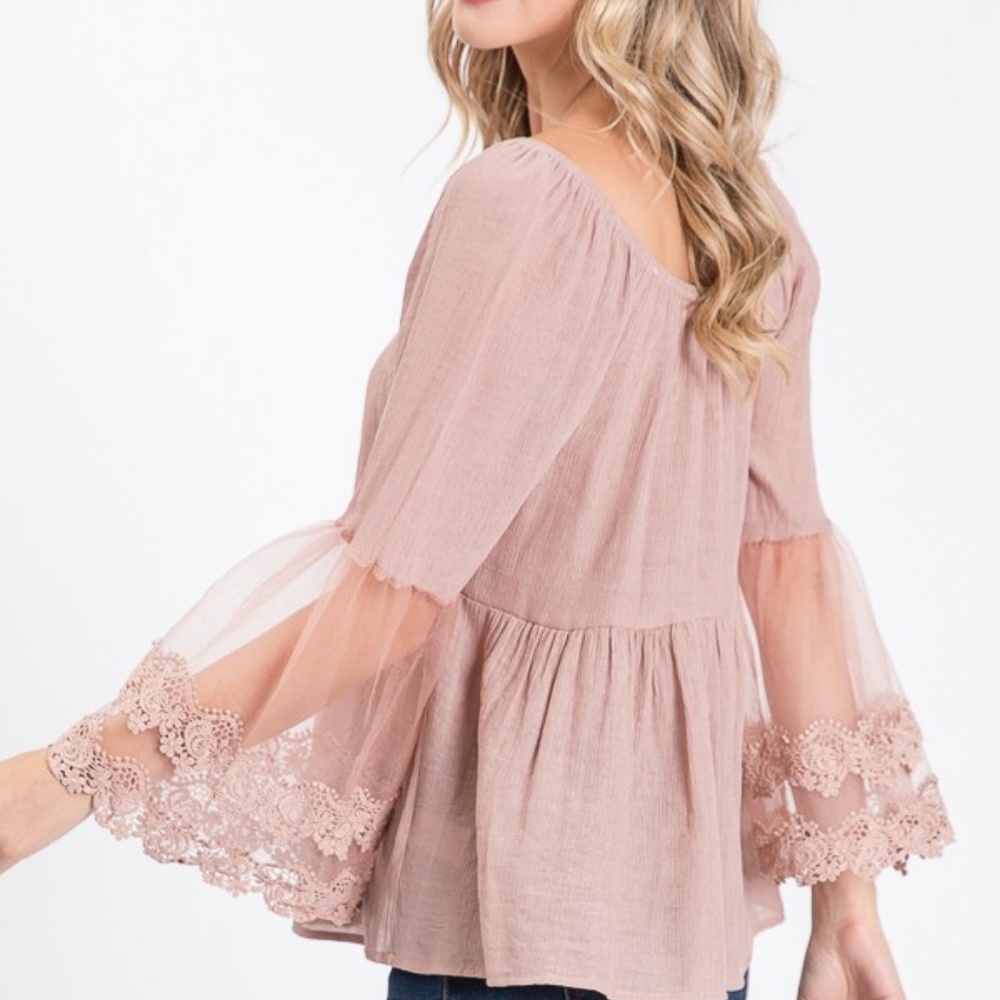 Lace Bell Sleeve Top - Picture 5 of 7
